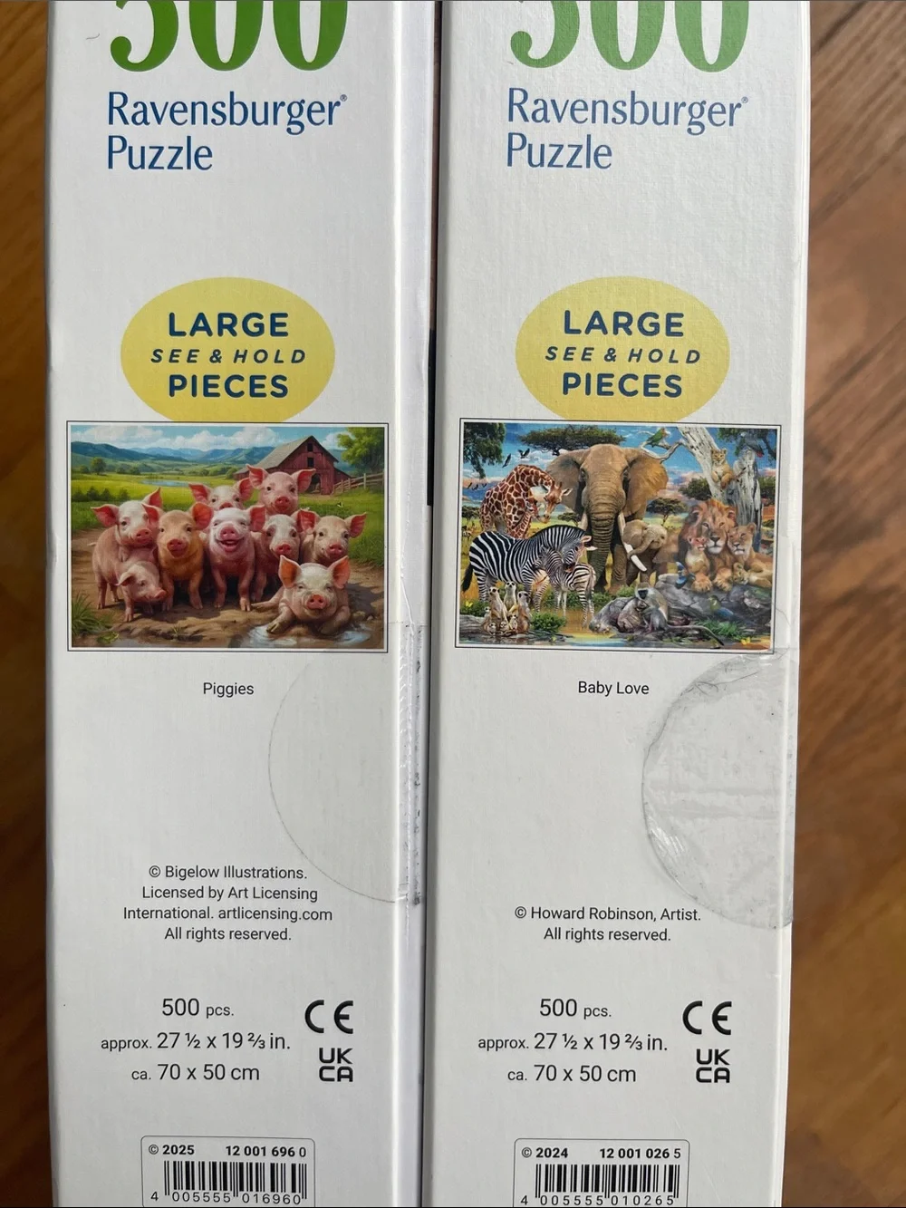 2 Ravensburger 500 Large Piece Format puzzles 1 new 1 EUC